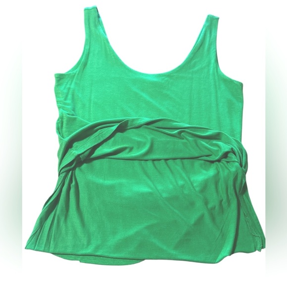 Double Zero Scoop Neck Tank Size Large Green Sleeveless Straight Hemline Stretch - Picture 5 of 10